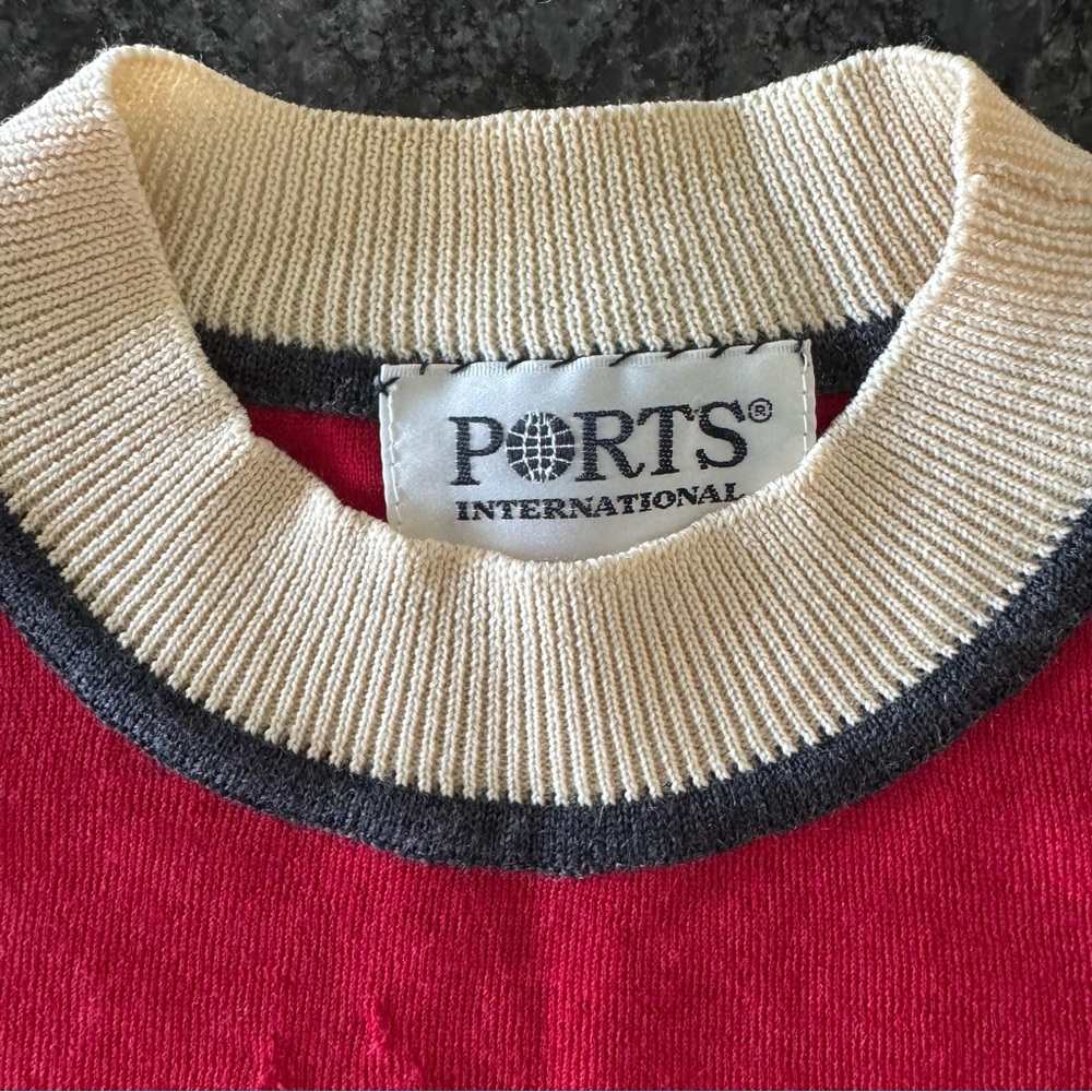 Vintage Ports International Wool Knit Top, Red Long Sleeve Preppy Luxe Classic S - Picture 3 of 8